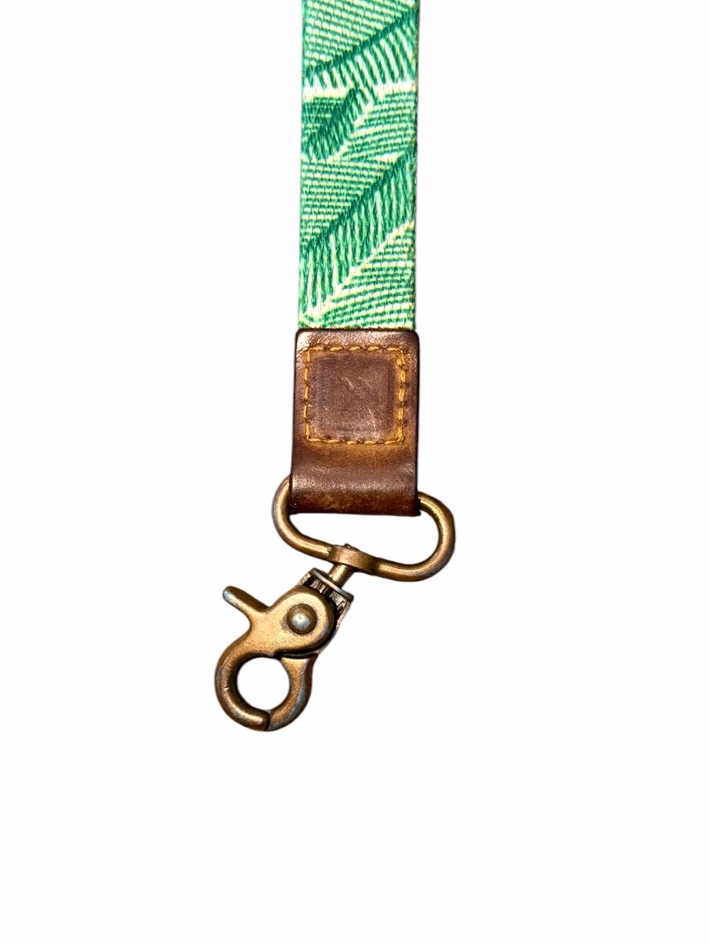 Ron Jon Surf Shop Green Leaf Print Lanyard with Brass Clip - Picture 2 of 2